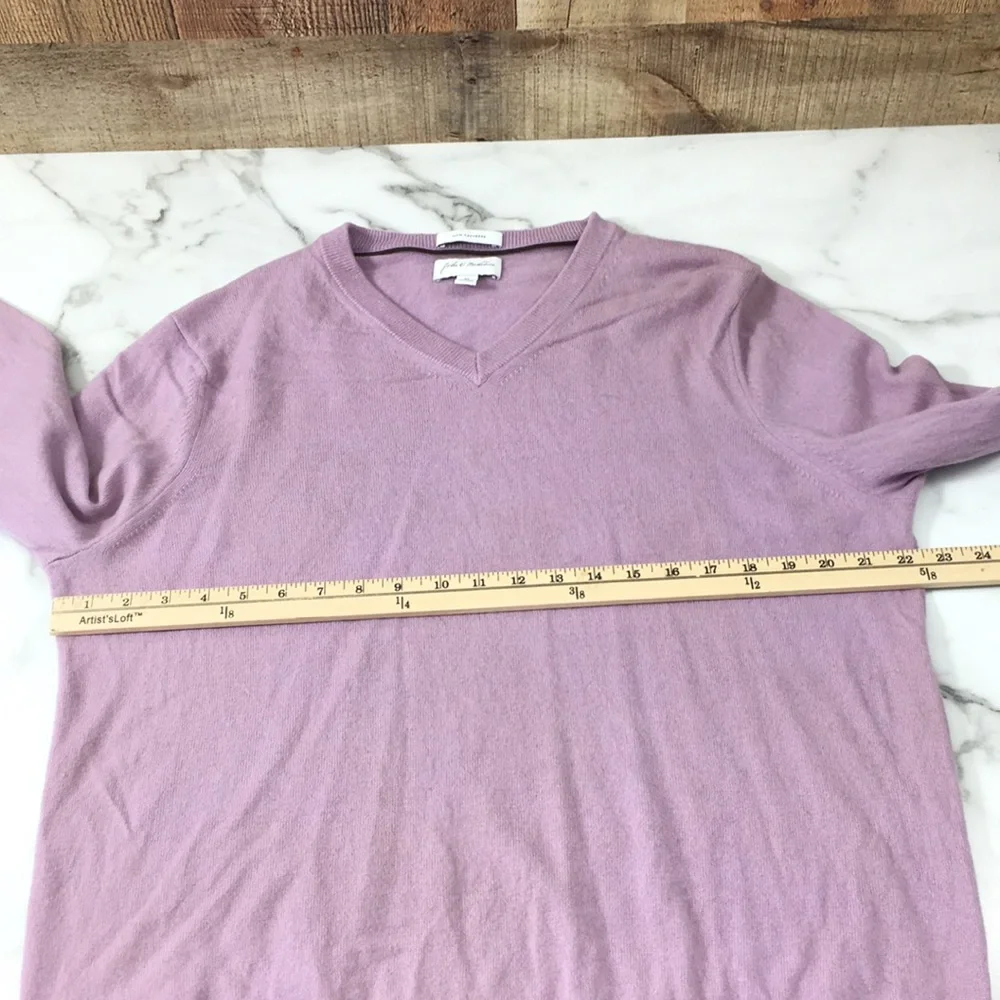 John W Nordstrom Lilac Purple Knit 100% Cashmere Sweater Mens XL V-Neck Pullover - Picture 7 of 13